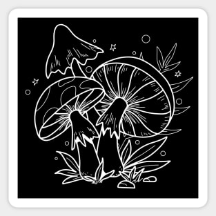 Mushroom Sprouts In Nature Line Art Design Sticker